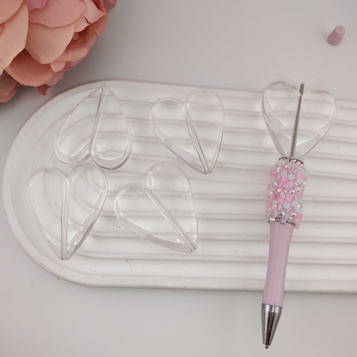 FS0624- 45MM Big Heart Plate Base Beads 9MM Thickness Fit For Beadable Pens