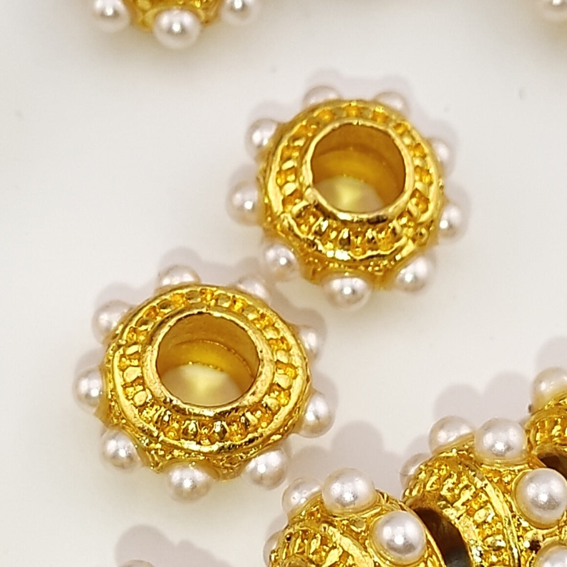 FS1097-13MM Gold Metal Spacer With Pearl Fit For Beadable Pens