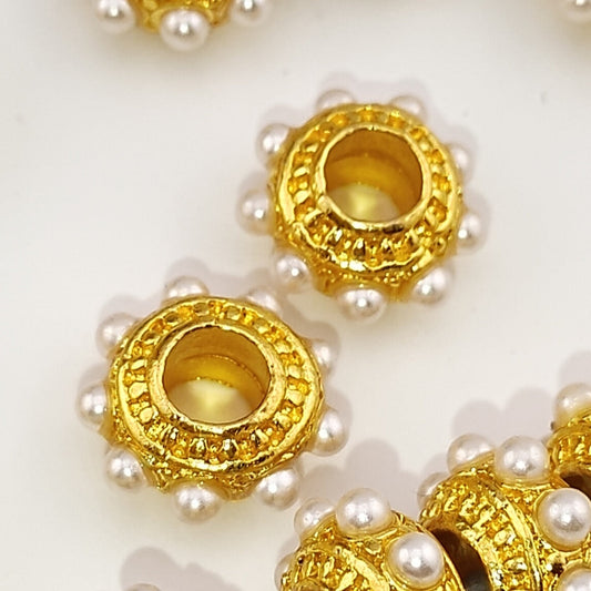 FS1097-13MM  Gold  Metal Spacer With Pearl Fit For Beadable Pens
