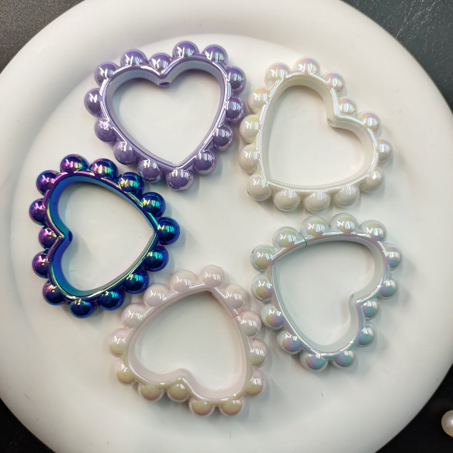 FS2389-39MM Mixed Color Solid Color Heart-shaped Acrylic Bead Frame Fit For Beadable Pens