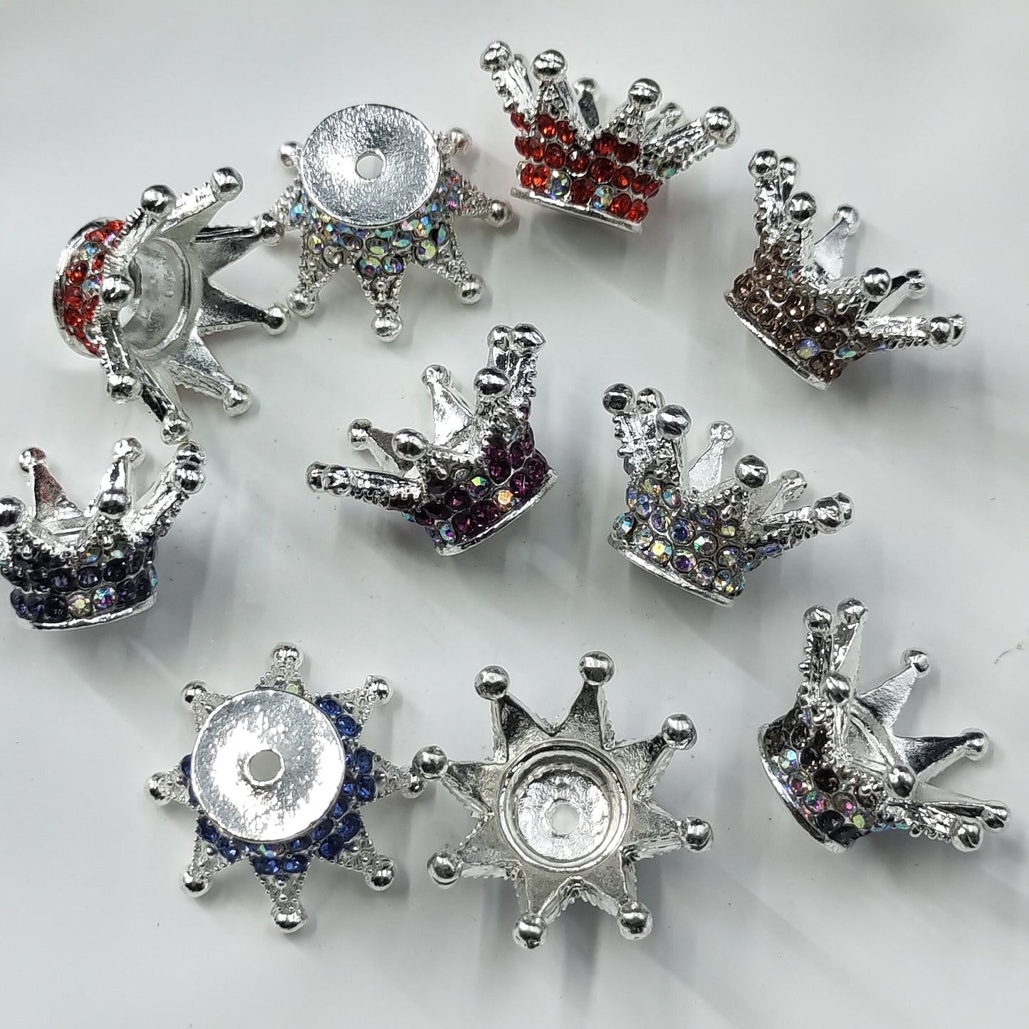 FS1563-Mixed Colors Bling Bling Sparkling Crown Spacers Fit For Beadable Pens