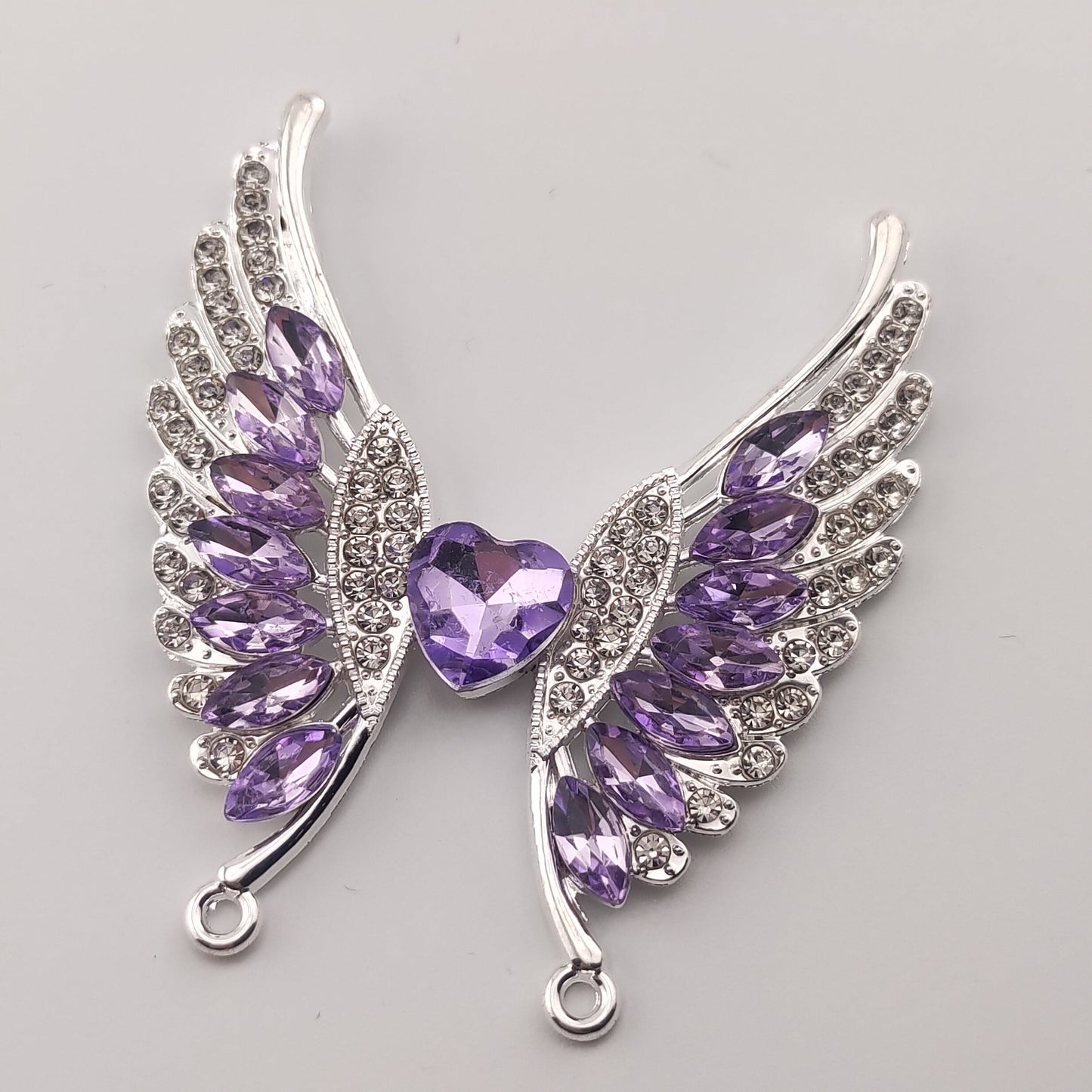 FS0316- 54.5MM Heart Wings Diamonds Charms Accessories For Making Fancy Beads