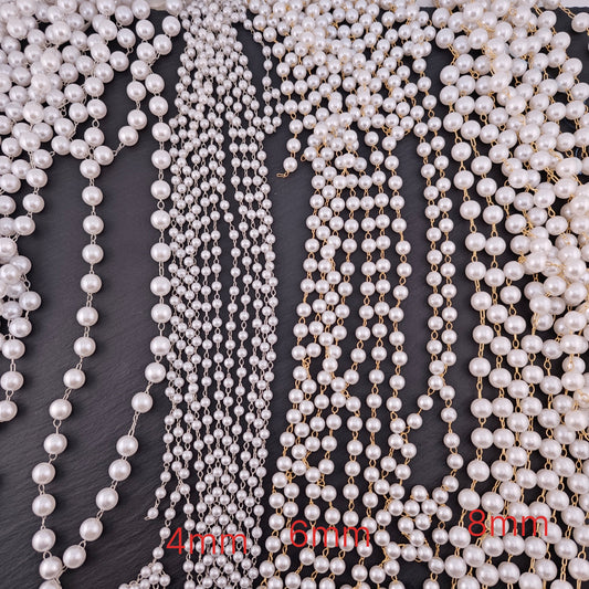 FS2087- 5 Meter 4mm 6mm 8mm Pearl Chain FS2087 FS2088 FS2089