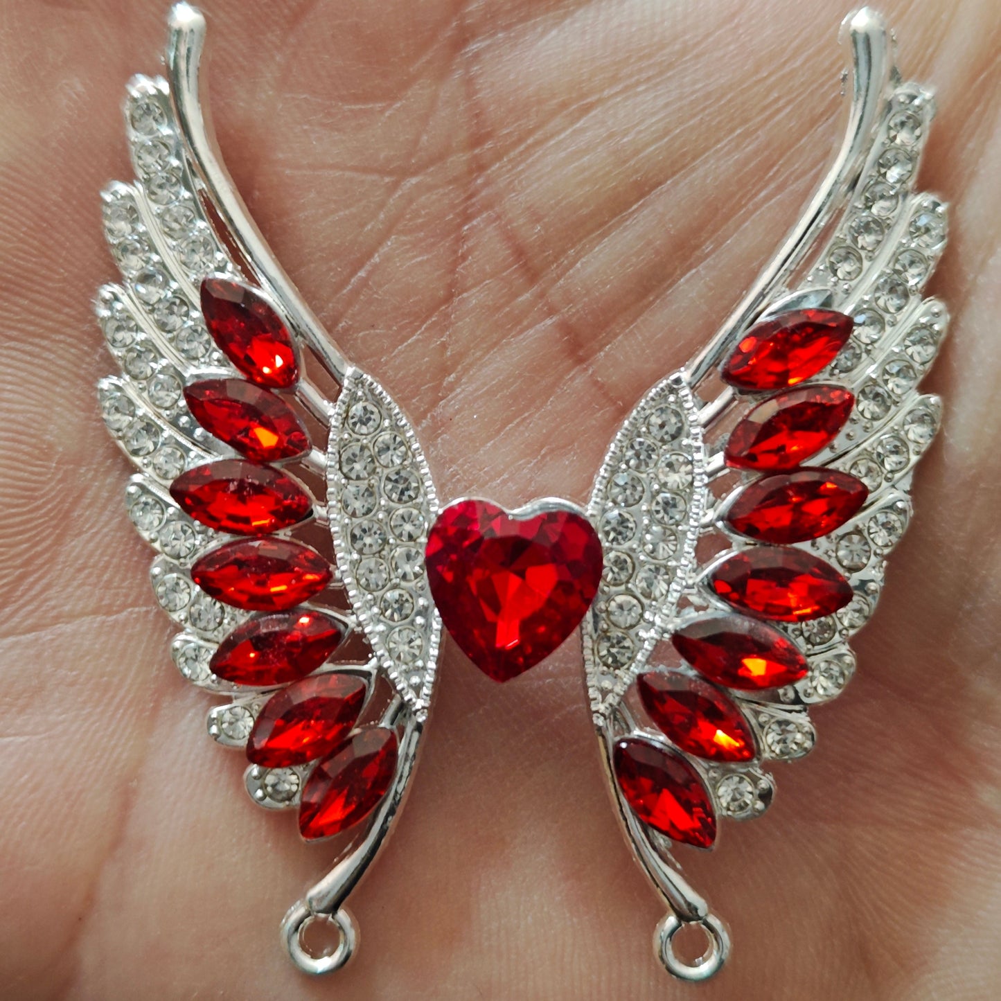 FS0316- 54.5MM Heart Wings Diamonds Charms Accessories For Making Fancy Beads
