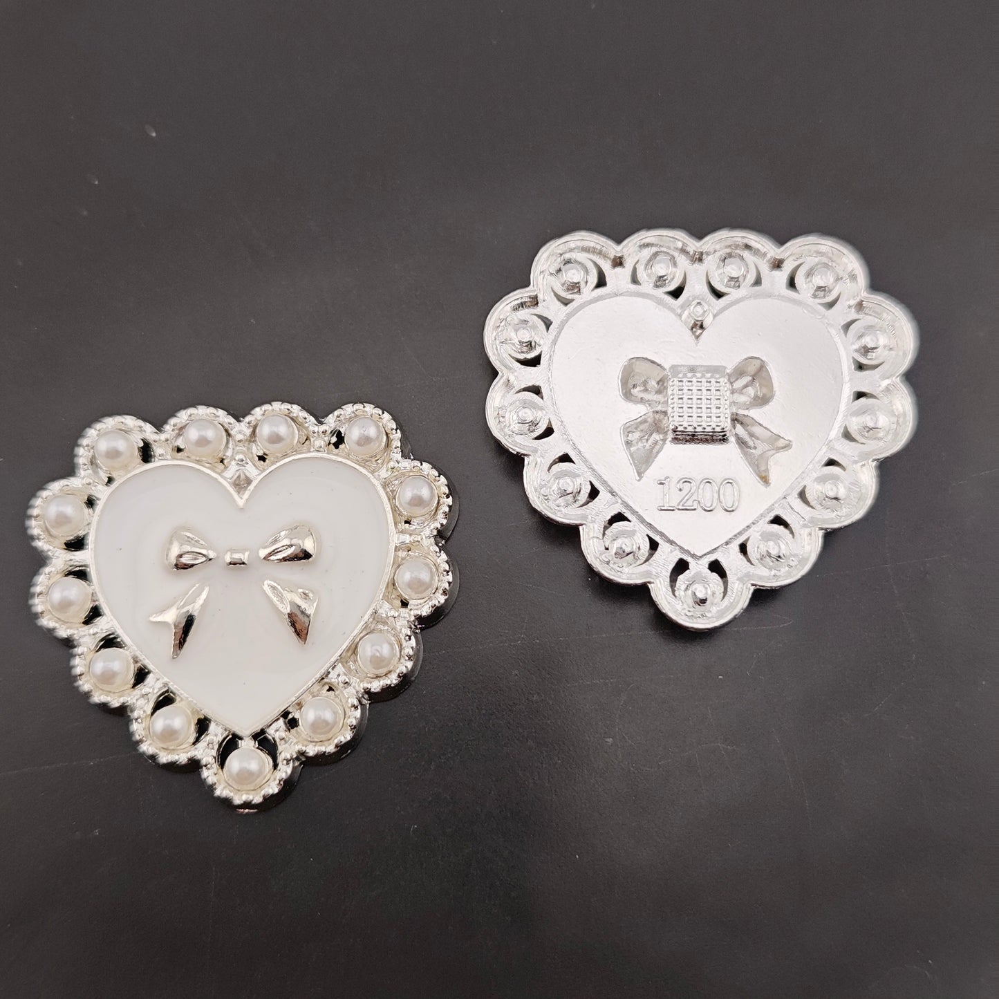 FS3633- 10 Pieces 26*28mm Butterfly Pearl Heart Charms