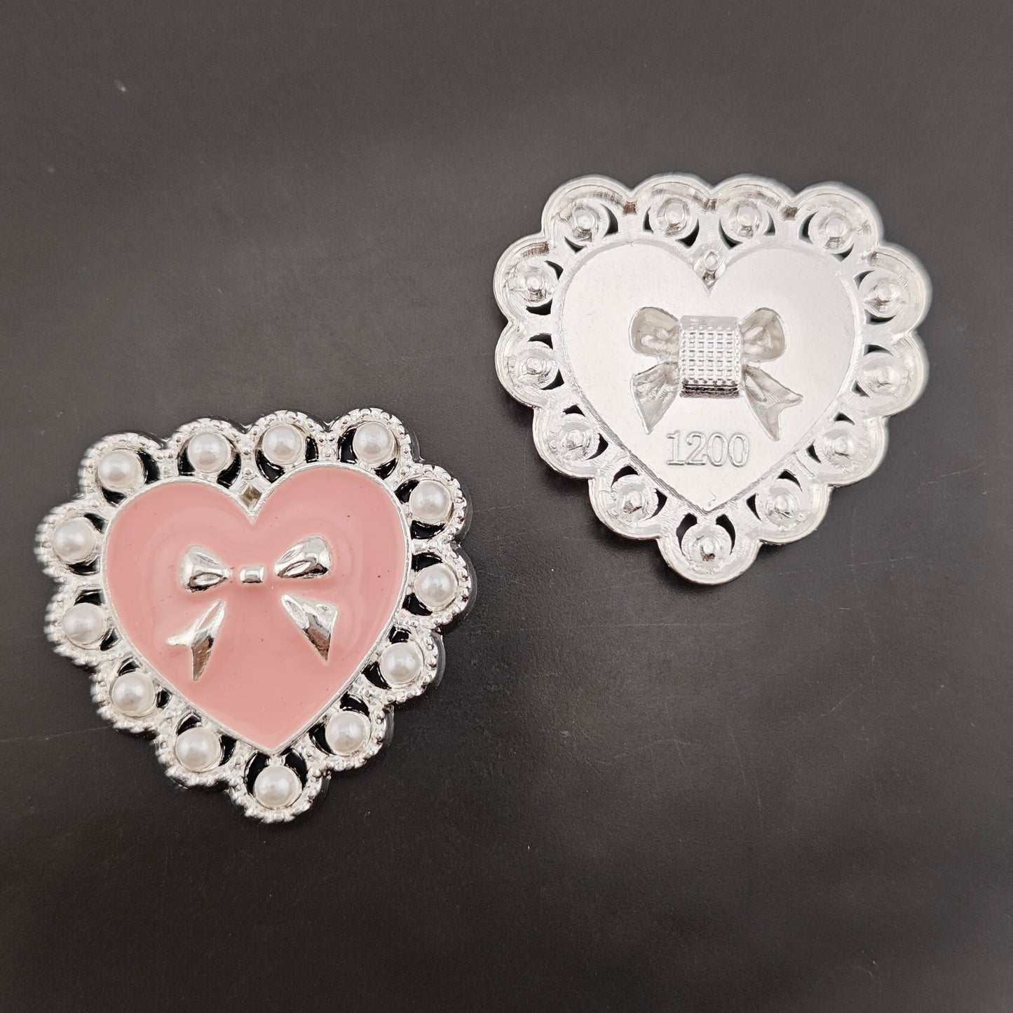 FS3633- 10 Pieces 26*28mm Butterfly Pearl Heart Charms