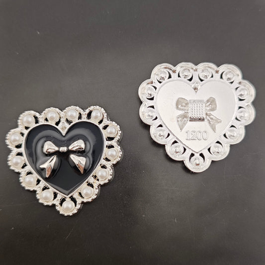 FS3633- 10 Pieces 26*28mm Butterfly Pearl Heart Charms