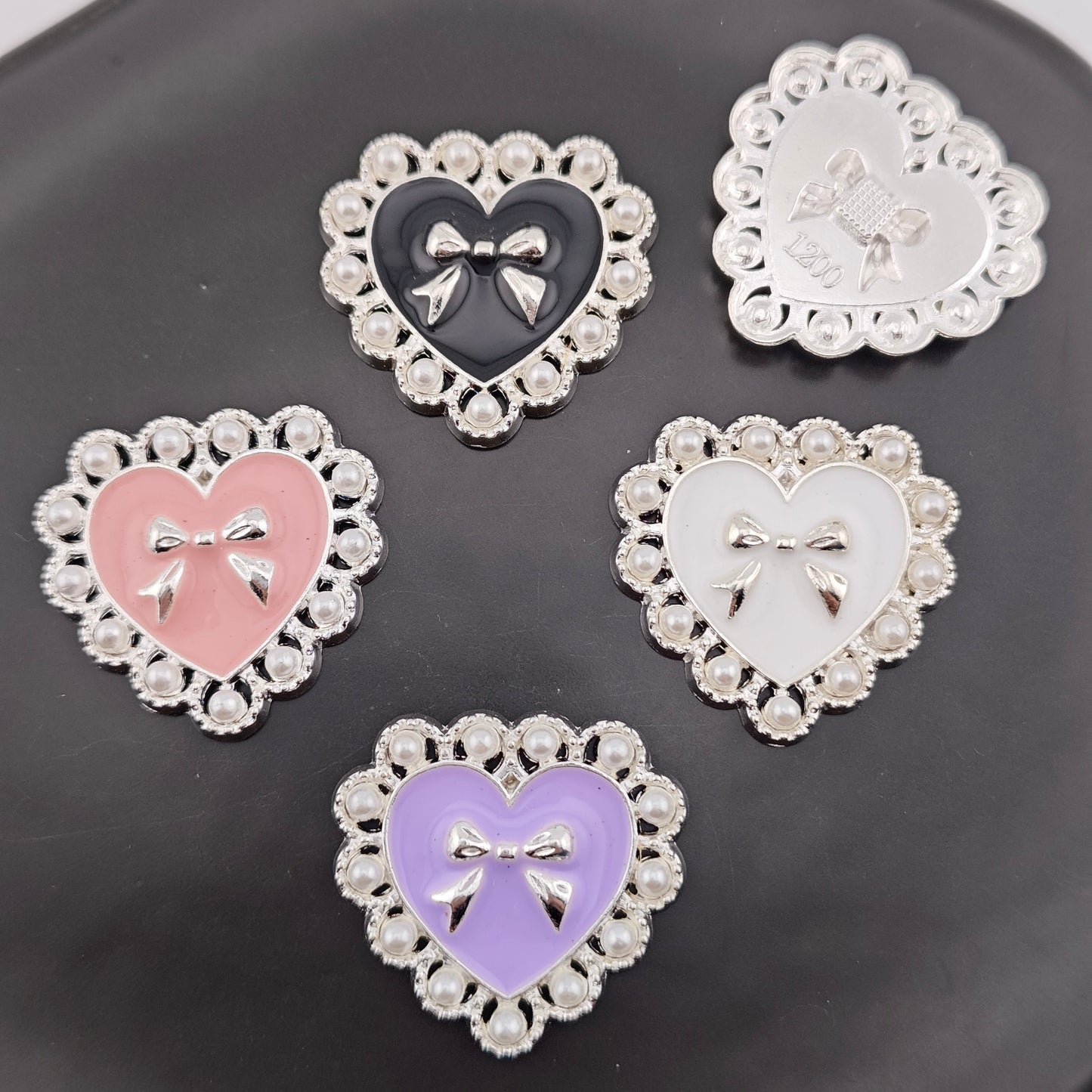 FS3633- 10 Pieces 26*28mm Butterfly Pearl Heart Charms