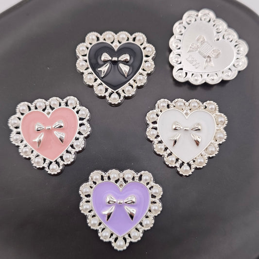 FS3633- 10 Pieces 26*28mm Butterfly Pearl Heart Charms