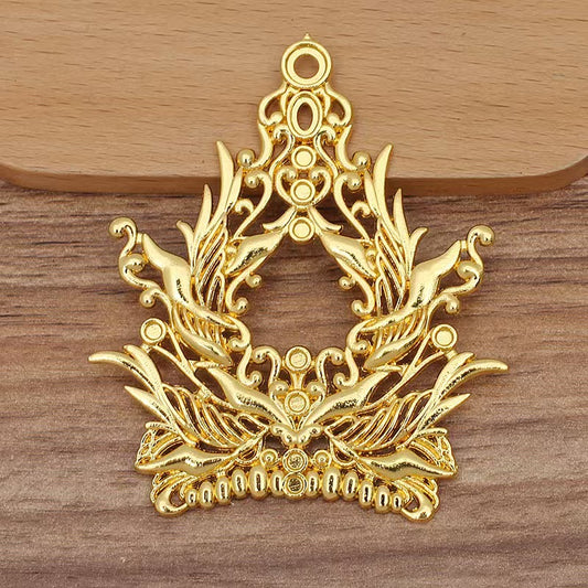 FS5286- 70*58mm Metal Charms Phoenix Pattern Metal Patches