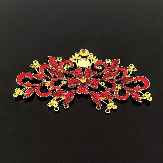 FS5298- 115*68mm Large-sized Crown Alloy Oil-dripping Flowers