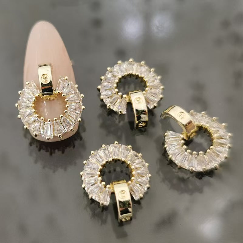 FS3993- 13*15mm Circular Cubic Zirconia Diamond Nail Stickers