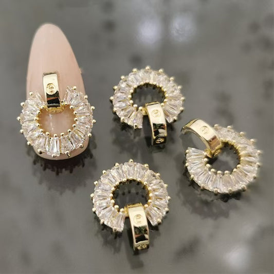 FS3993- 13*15mm Circular Cubic Zirconia Diamond Nail Stickers