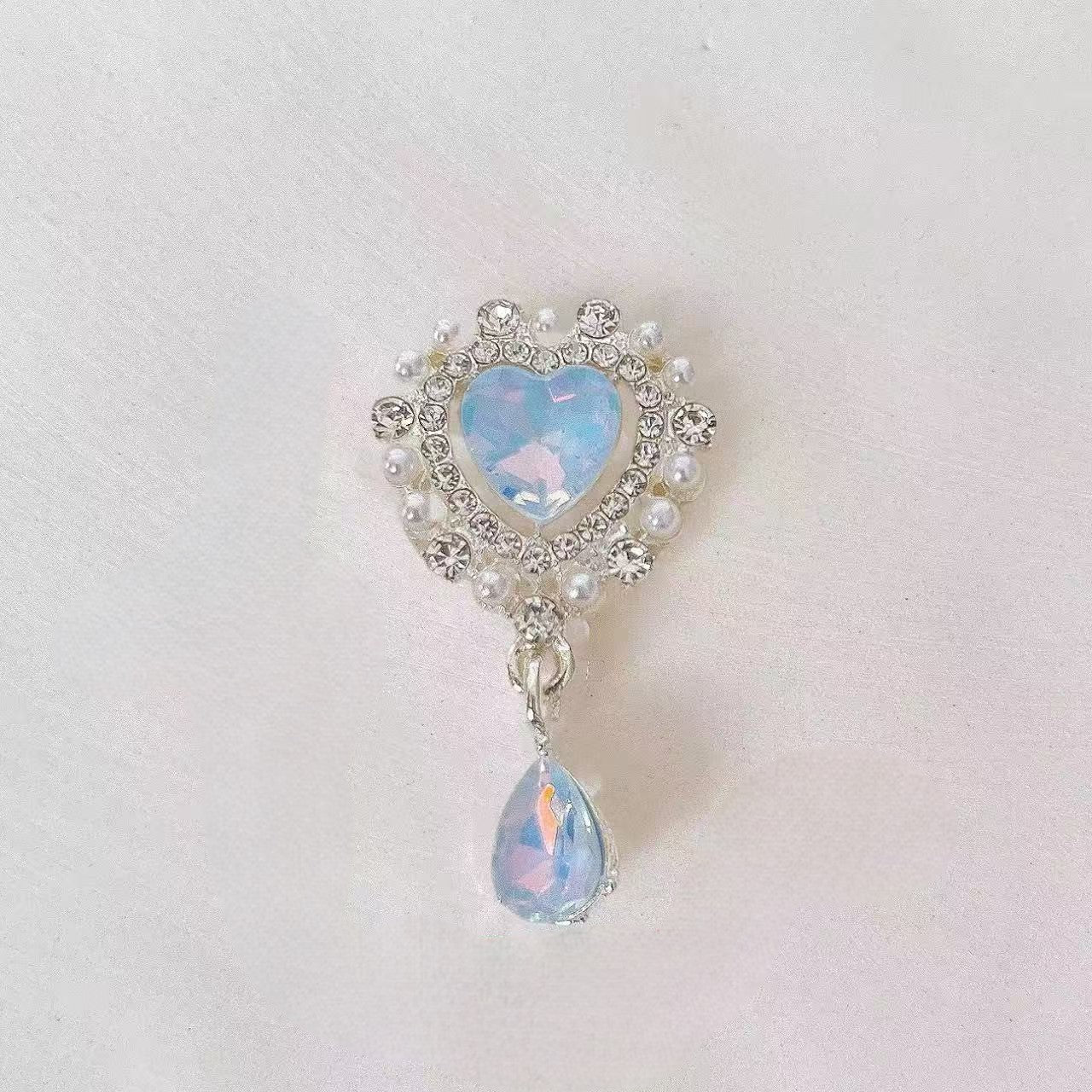 FS5262- 22*27mm Heart Metal Charms With Water Drop Heart-shaped Metal Patches With Water Drop Pendants