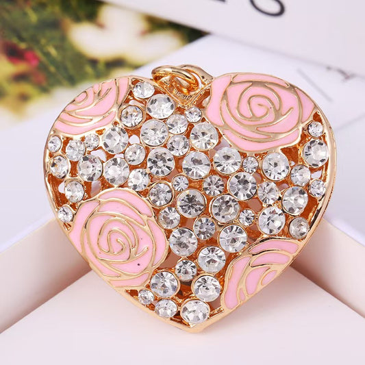 FS4980-42*46.5mm Big Rose Heart Metal Rose Big Heart Metal Pendant
