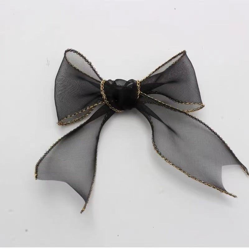 FS3641- 6cm Ribbon Transparent Tulle Gold-Edge Woven Ribbon