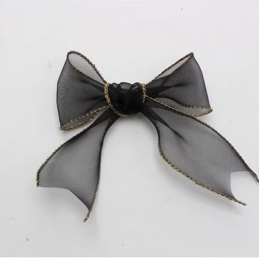 FS3641- 6cm Ribbon Transparent Tulle Gold-Edge Woven Ribbon