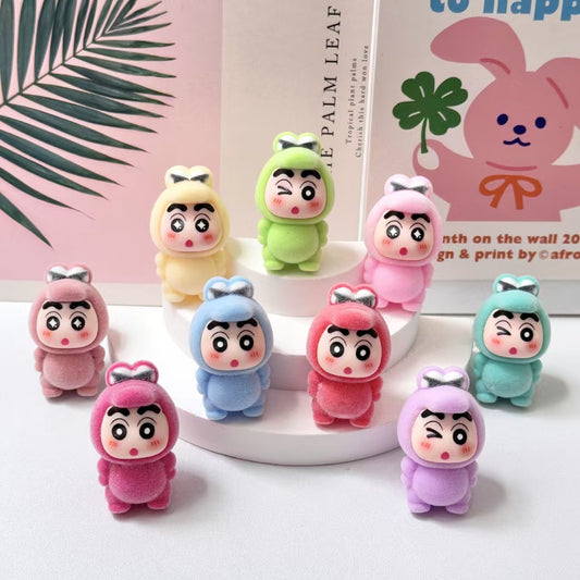 FS5193- 9Pcs/Set Flocked Dinosaurs And Shin Chan Charms