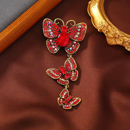 FS5243-114mm Three Butterflies Inlaid With Diamonds In Alloy