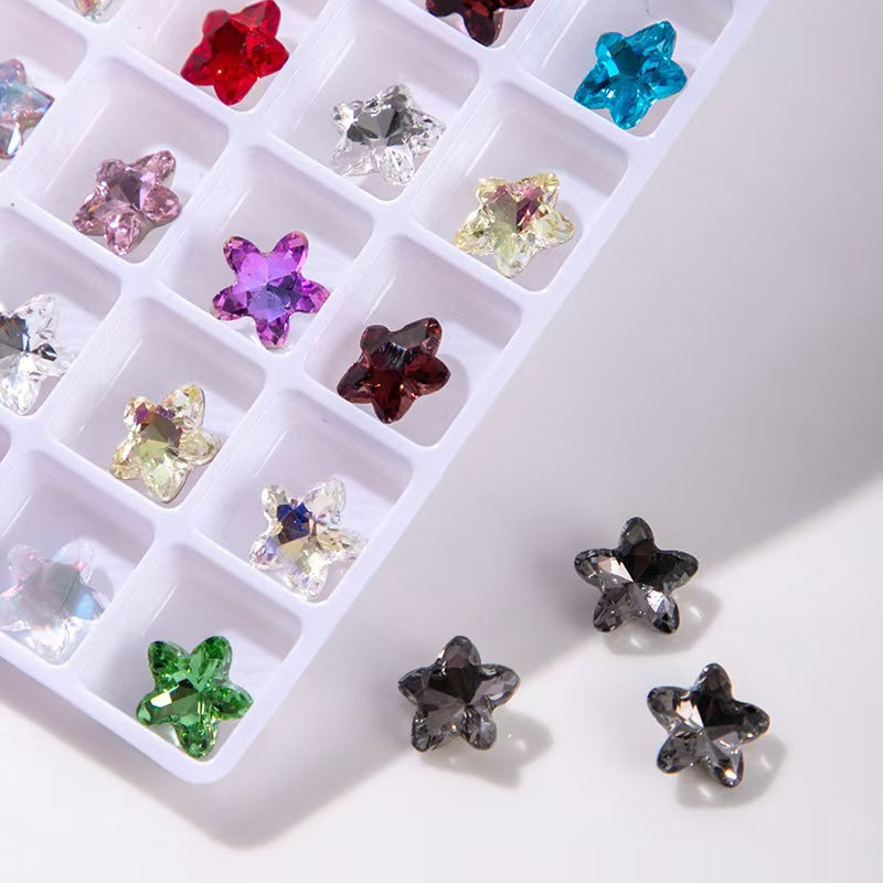 FS4730- 8mm Five - Pointed Star Pointed Bottom Crystal Diamonds