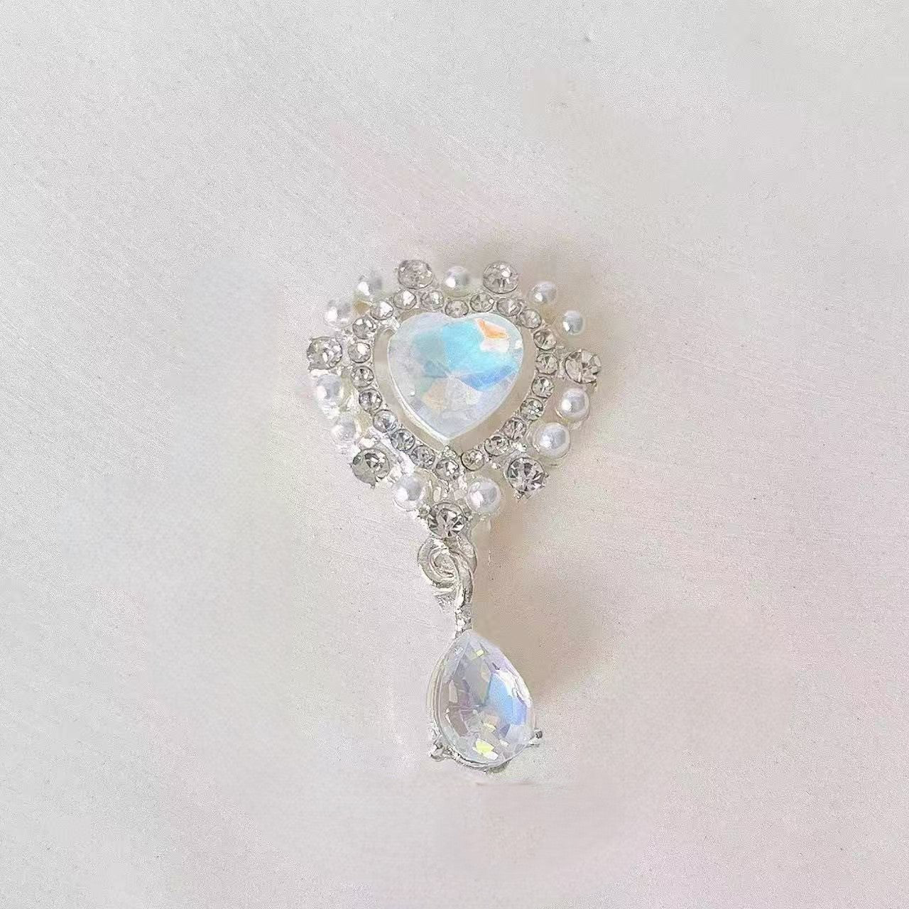FS5262- 22*27mm Heart Metal Charms With Water Drop Heart-shaped Metal Patches With Water Drop Pendants