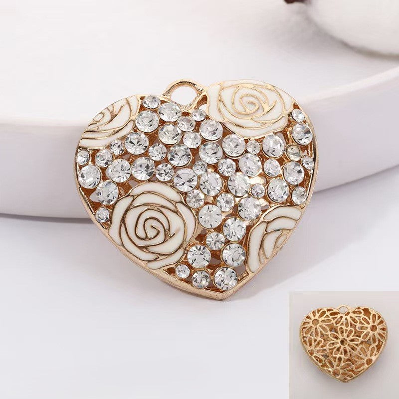 FS4980-42*46.5mm Big Rose Heart Metal Rose Big Heart Metal Pendant