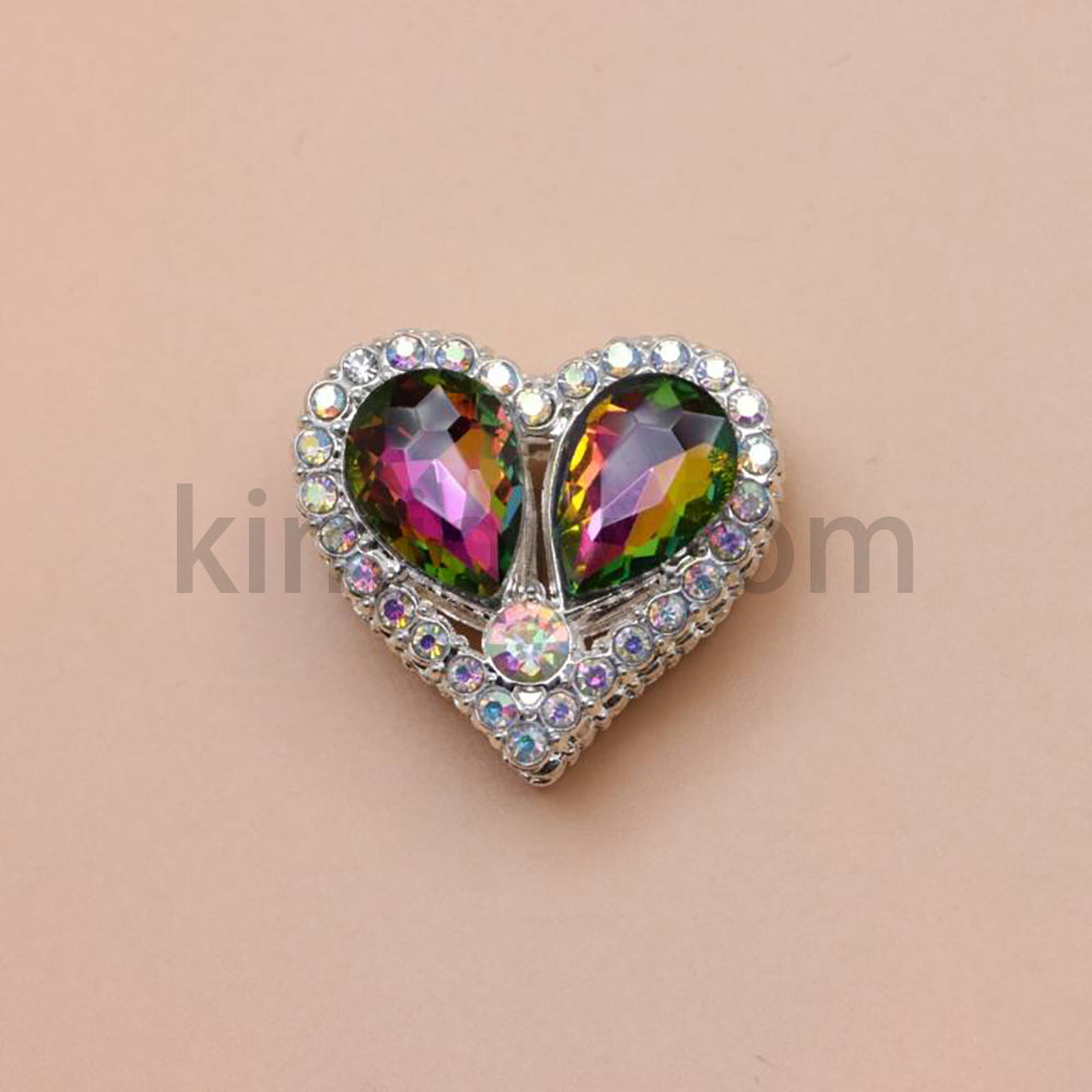 FS4852-Double Sided Heart Crystal Diamond Metal Beads Fit For Beadable Pens