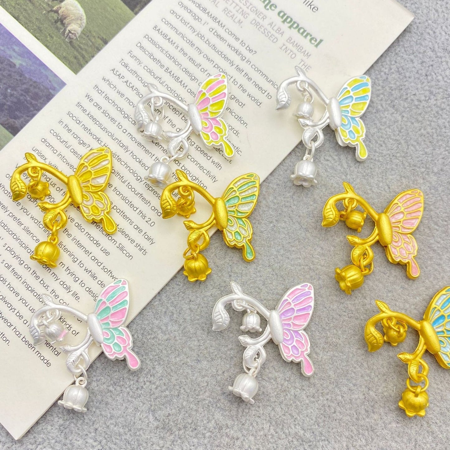 FS3090- Butterfly with Lily of the valley Alloy Beads for Making Keychain