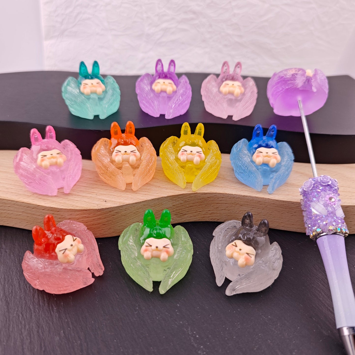 FS2712- 10 Pieces Glowing Angel Wings KiKi Pen Toppers
