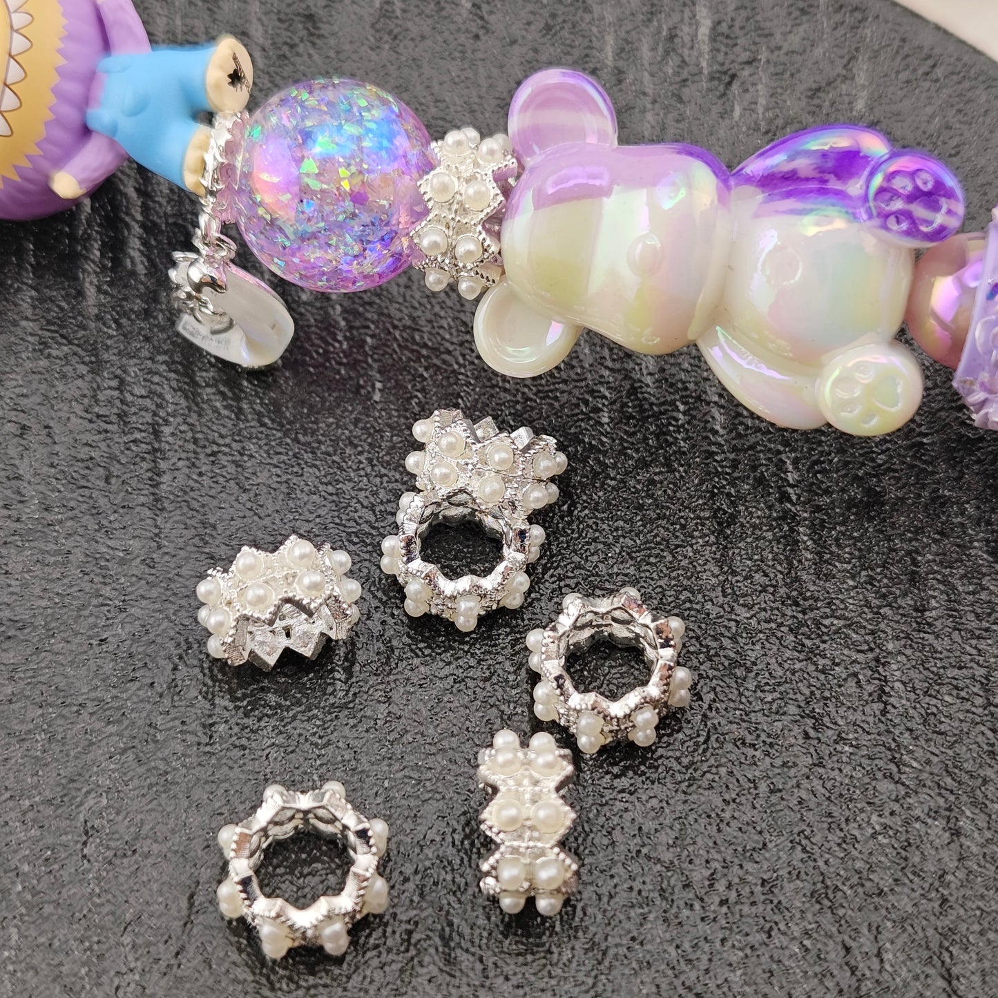 FS2846- 12mm Two Rows Pearl Alloy Spacers