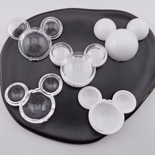 FS3074- 10 Pieces Clear+White Set MK Mouse Head Shakes Beads (5PCS White + 5PCS Clear)