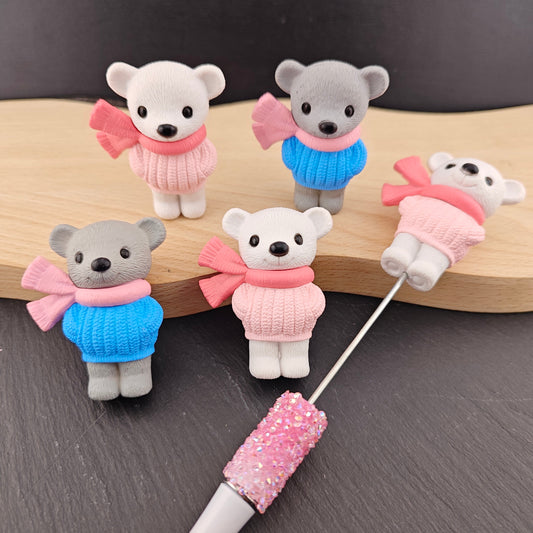FS2704- 55mm Polar Bear with scarf  Pen Toppers