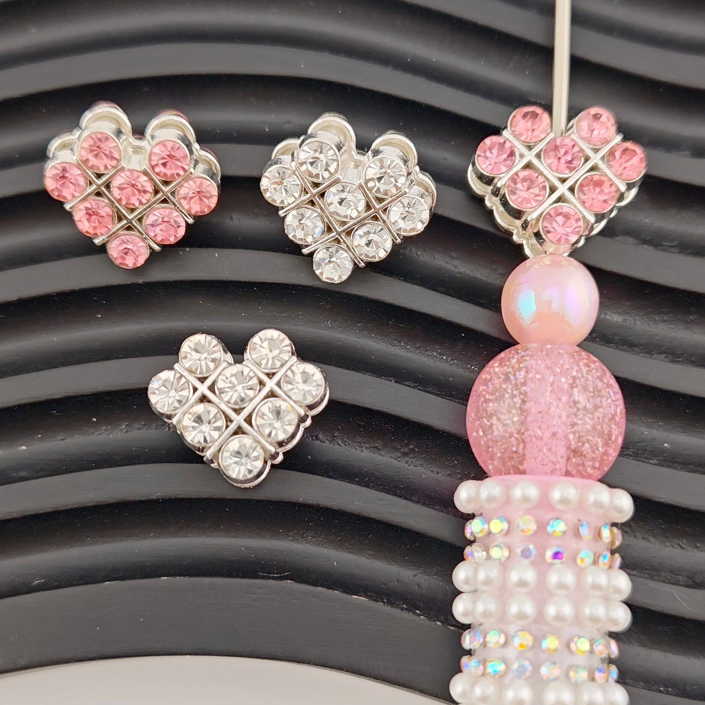 FS2963- Love Heart Diamonds Alloy Beads