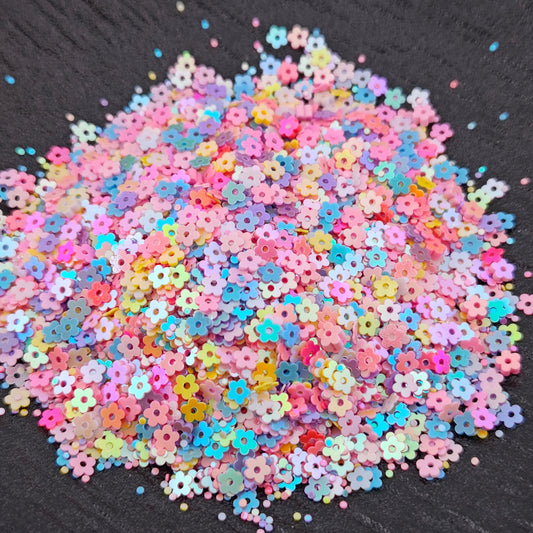 FS1606- 4mm Flower Flash Glitter Chip Mixed Color for DIY Shakes or Beads