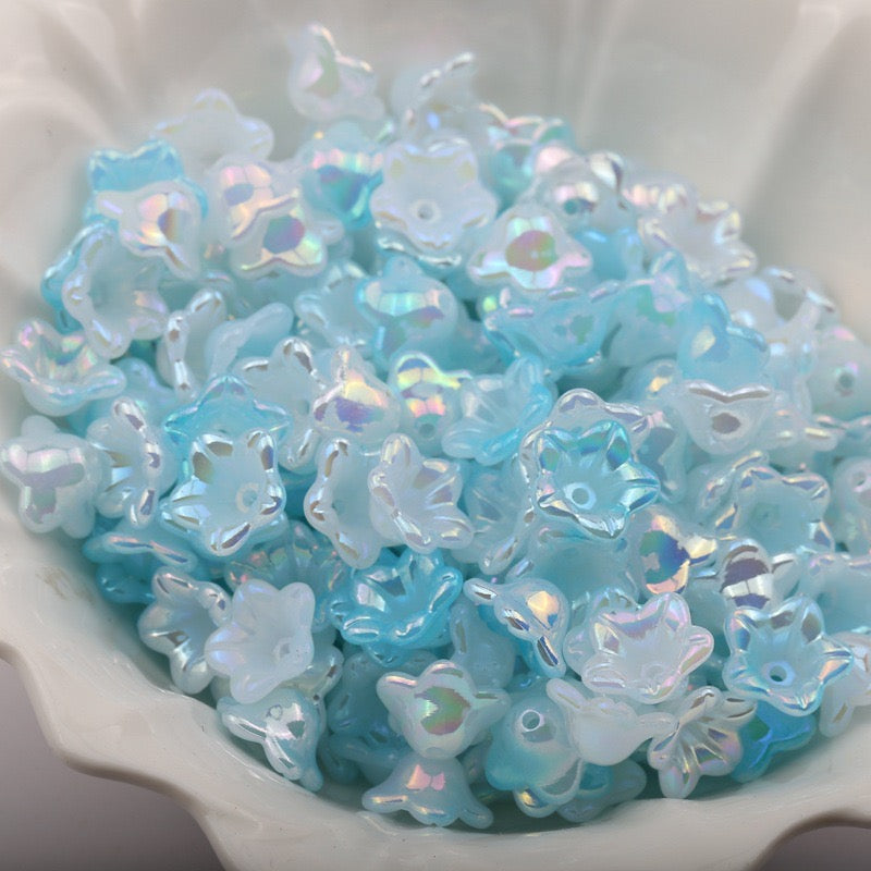 FS2282-7*12mm AB Gradient Color Valley Of Lily Flower Acrylic Beads For Making Car Hangers