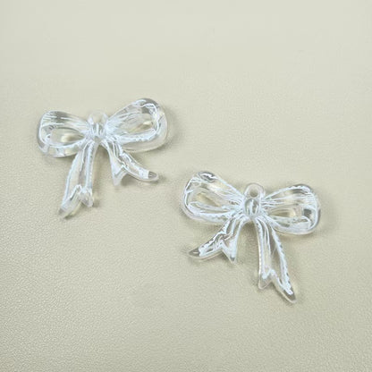 FS5126- 40*49mm Bows Charms Patterned Transparent Bow Pendants