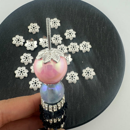 FS1325-15MM Sliver Flower Spacer Fit For Beadable Pens