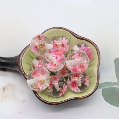 FS0602- 16mm Gold Foil Dried Flower Resin Beads (Not Uv Plated)