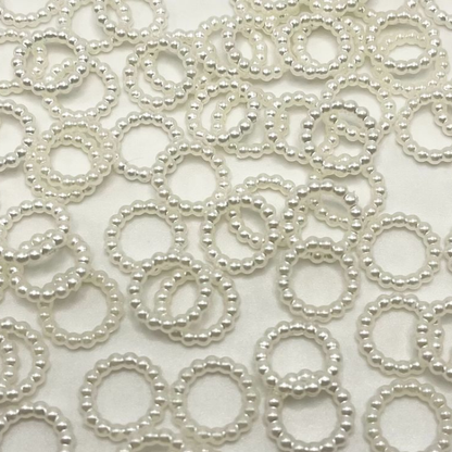 [KM6944]- 6mm, 8mm, 10mm, 12mm, 14mm, Acrylic Pearl White Spacers Rings, Use for DIY Fancy Beads