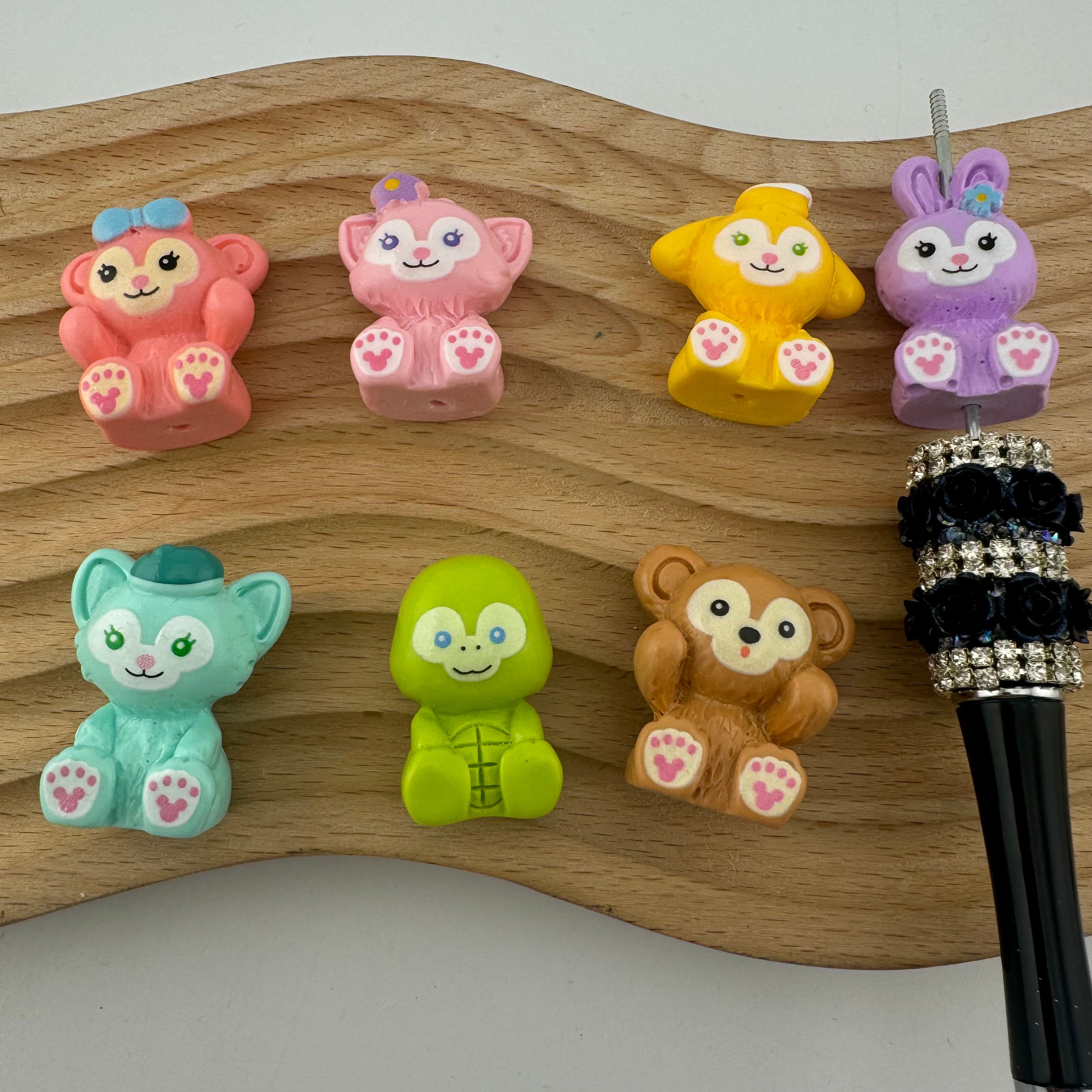 FS2285-Cute Bear Rabbit 3D Resin Beads Fit For Beadable Pens