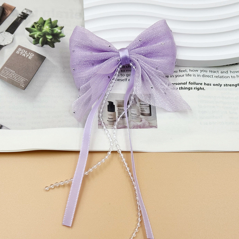 [KM6877]- about 80mm*90mm Fabric Bows Charms With Pearl Chain