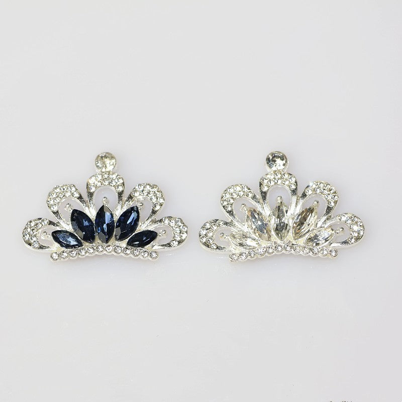 [KM4439]- 30mm*42mm Crystal Diamonds Crown Alloy Charms