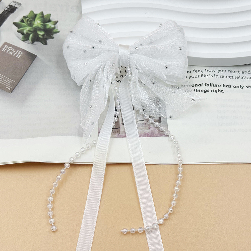 [KM6877]- about 80mm*90mm Fabric Bows Charms With Pearl Chain