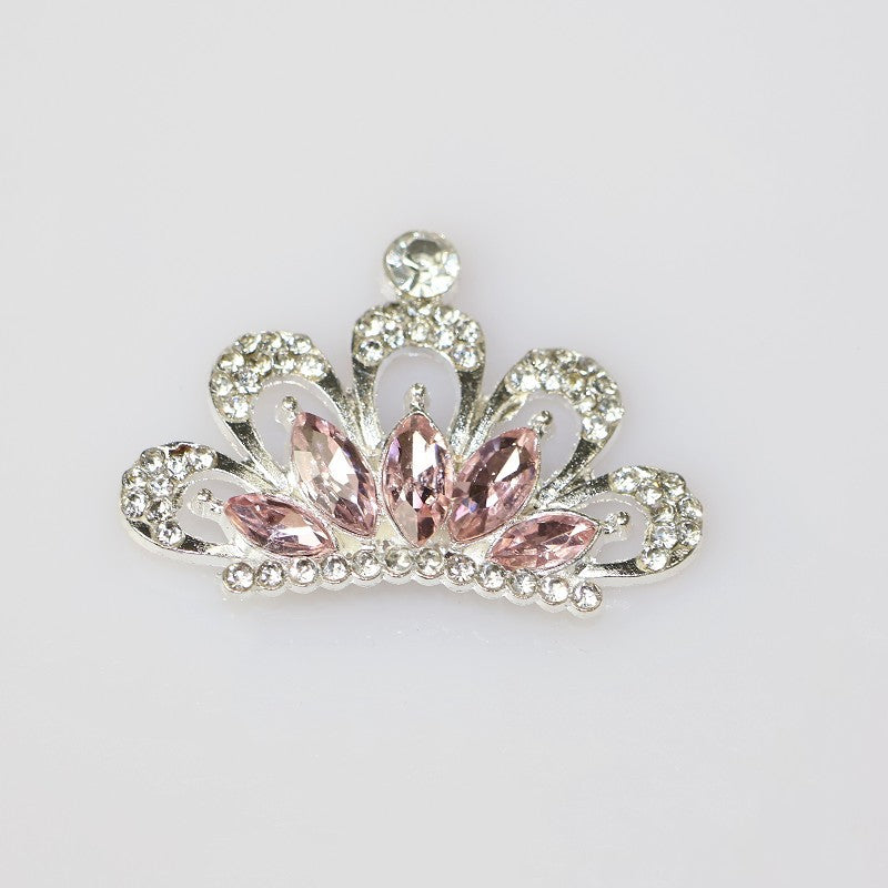 [KM4439]- 30mm*42mm Crystal Diamonds Crown Alloy Charms