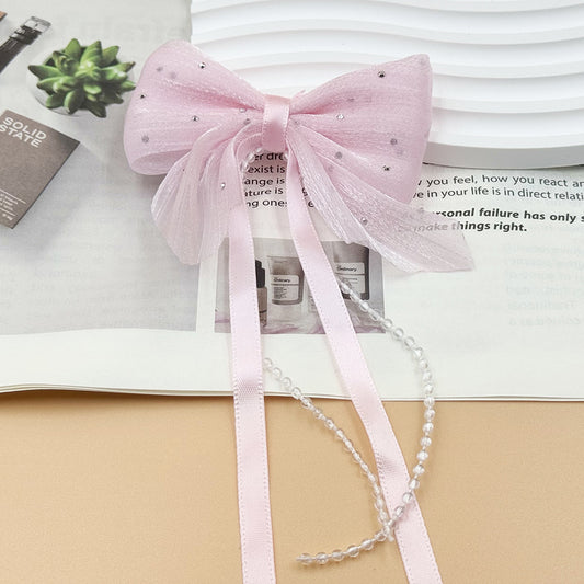 [KM6877]- about 80mm*90mm Fabric Bows Charms With Pearl Chain