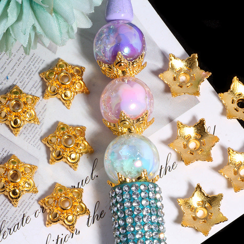 [KM6942]- 15mm Metal Six-Petal Flower Spacers, Beads Caps