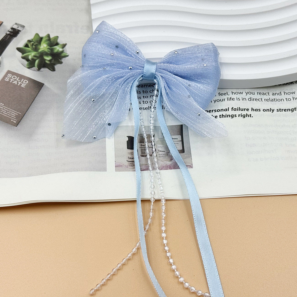 [KM6877]- about 80mm*90mm Fabric Bows Charms With Pearl Chain