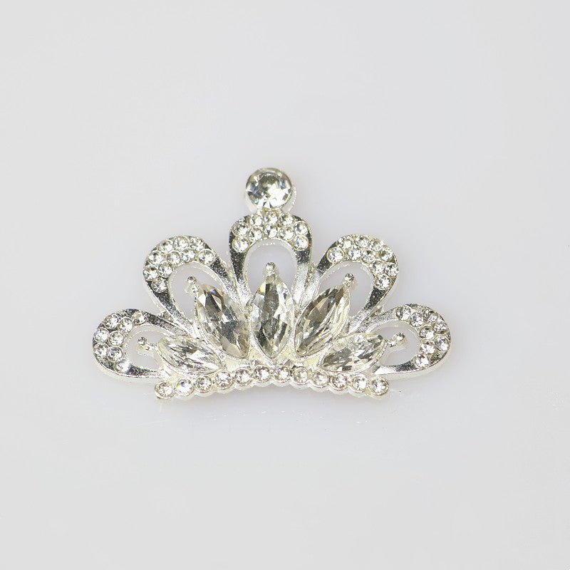 [KM4439]- 30mm*42mm Crystal Diamonds Crown Alloy Charms