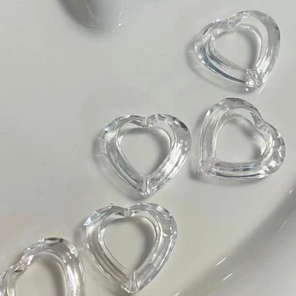 [KM0945]- 26mm Clear Hollow Heart based beads, Fit Pens