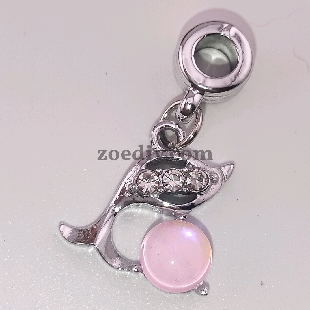 FS1096- Mixed Color Dolphin Cat 's-eye  Spacer Charms Fit For Beadable Pens